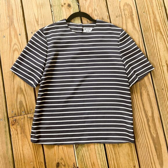 NWOT Kasper A.S.L. Blue & White Striped Top - Workwear - Vintage 1990s - Large - Picture 1 of 5